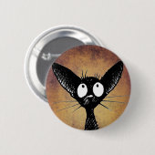 Funny black cat art button badge (Voorkant /achterkant)