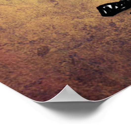 Funny Black Cat Art over  achtergrond Poster (Hoek)