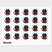 Funny Black Cat Art Rozen Creationarts Ronde Sticker (Vel)
