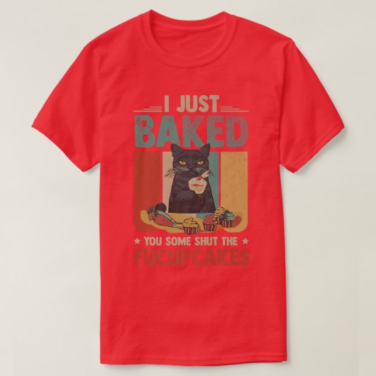 Funny Black Cat Baking... ik heb je net wat koekje T-shirt (Design voorkant)