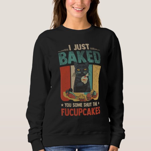 Funny Black Cat Baking... ik heb je net wat koekje Trui (Voorkant)