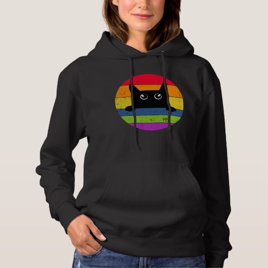 Funny Black Cat  Cat Retro Design Hoodie (Voorkant)