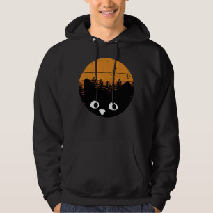 Funny Black Cat  Cat Retro Design Hoodie