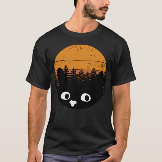 Funny Black Cat Cat Retro Design T-shirt (Voorkant)