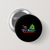 Funny Black Cat Chasing Christmas Tree Over Cat Wh Ronde Button 5,7 Cm (Voorkant /achterkant)
