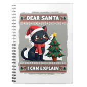 Funny Black Cat Christmas Dear Santa, I Can Explai Notitieboek (Voorkant)
