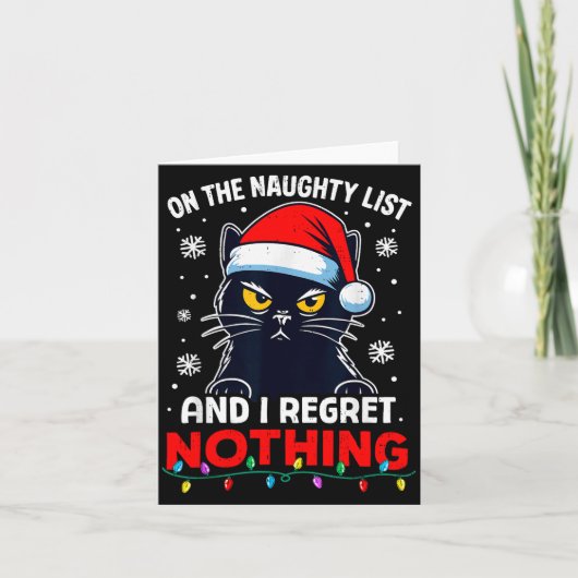 Funny Black Cat Christmas I Regret Nothing Cats Lo Kaart (Voorkant)