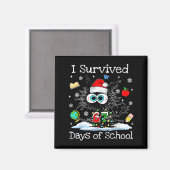 Funny Black Cat Christmas I Survived 67 Days Of Sc Magneet (Voorkant / Achterkant)