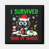 Funny Black Cat Christmas I Survived 67 Days Of Sc Magneet (Voorkant)