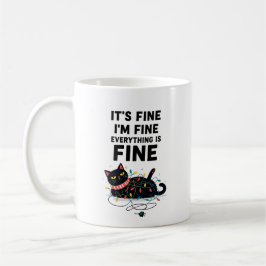 Funny Black Cat Christmas Lights Mug Koffiemok