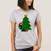 Funny Black Cat Christmas Tree Lights Kitty Xmas T-shirt (Voorkant)