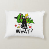 Funny Black Cat Christmas Tree Merry Santa Humor C Accent Kussen (Achterkant)