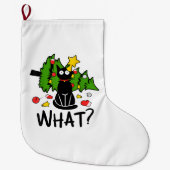 Funny Black Cat Christmas Tree Merry Santa Humor C Grote Kerstsok (Voorkant)