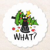 Funny Black Cat Christmas Tree Merry Santa Humor C Kartonnen Onderzetters (Voorkant)