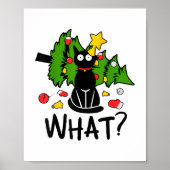 Funny Black Cat Christmas Tree Merry Santa Humor C Poster (Voorkant)
