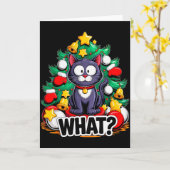 Funny Black Cat Christmas Tree Merry Xmas Humor Ca Kaart (Gele Bloem)