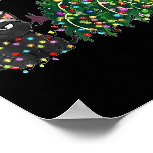 Funny Black Cat Christmas Tree Merry Xmas Humor Ca Poster (Hoek)