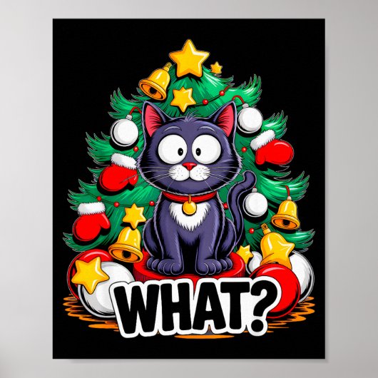 Funny Black Cat Christmas Tree Merry Xmas Humor Ca Poster (Voorkant)