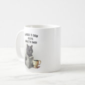 Funny Black Cat Coffee Book Day Houdt de realiteit Koffiemok (Voorkant links)