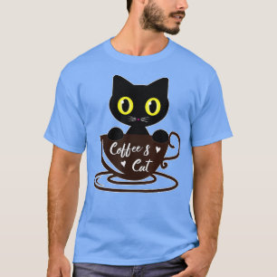 Funny Black Cat Coffee Mok Cat Lover Boy Girl T-shirt