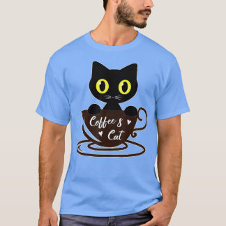 Funny Black Cat Coffee Mok Cat Lover Boy Girl T-shirt