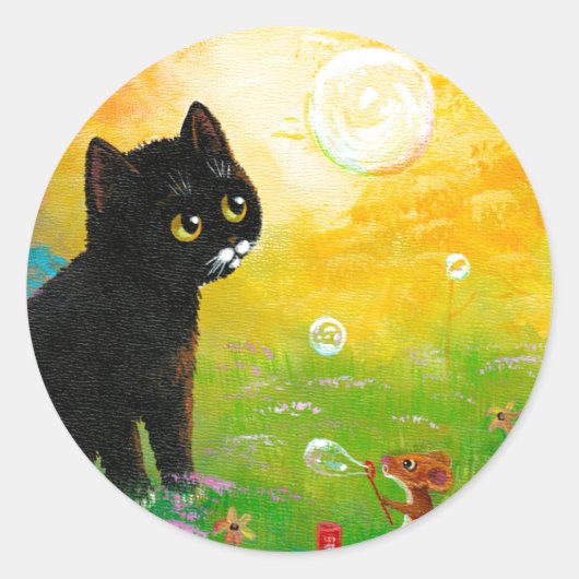 Funny Black Cat Creationarts Sticker (Voorkant)