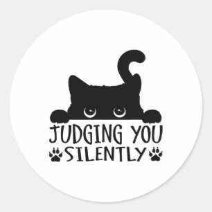 Funny Black Cat die je ziet als een zacht Sarcasti Ronde Sticker