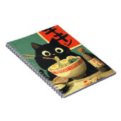 Funny Black Cat Eating Ramen Notitieboek (Rechterzijde)