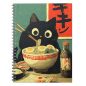 Funny Black Cat Eating Ramen Notitieboek (Voorkant)