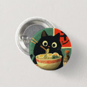 Funny Black Cat Eating Ramen Ronde Button 3,2 Cm (Voorkant /achterkant)