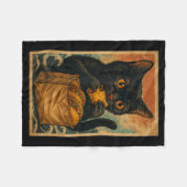 Funny Black Cat Eating Tacos Retro Japanese  Fleece Deken (Voorkant (Horizontaal))