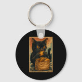 Funny Black Cat Eating Tacos Retro Japanese  Sleutelhanger (Voorkant)