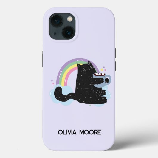 Funny Black Cat en Marshmallow Case-Mate iPhone Case (Achterkant)