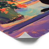 Funny Black cat enjoying the sunset Poster (Hoek)