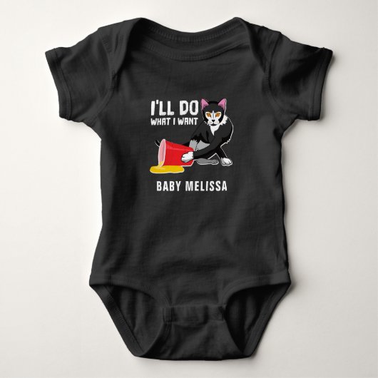 Funny Black Cat gepersonaliseerd Romper (Voorkant)
