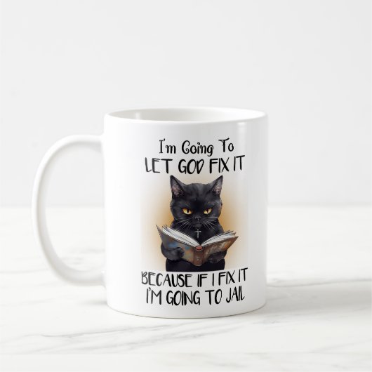 Funny Black Cat Gezegde Koffiemok (Links)