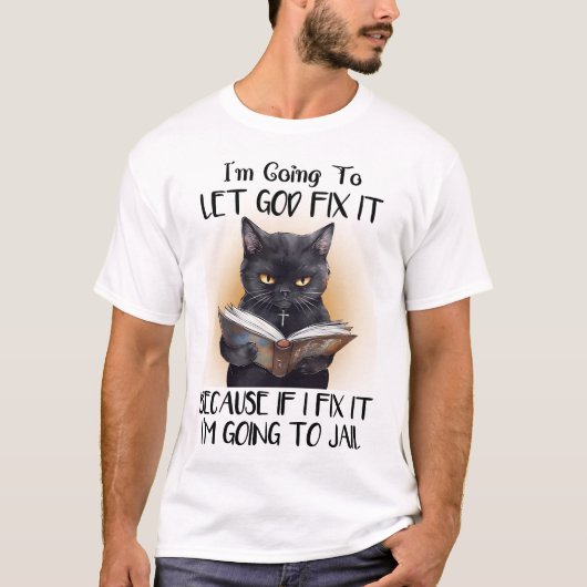 Funny Black Cat Gezegde T-shirt (Voorkant)