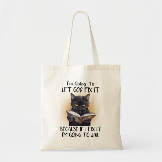 Funny Black Cat Gezegde Tote Bag (Voorkant)