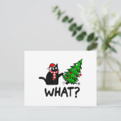 Funny Black Cat Gift met kerstboom over C Briefkaart (Staand voorkant)