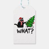 Funny Black Cat Gift met kerstboom over C Cadeaulabel (Achterkant)