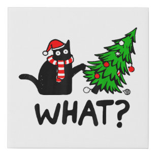 Funny Black Cat Gift met kerstboom over C Imitatie Canvas Print