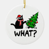 Funny Black Cat Gift met kerstboom over C Keramisch Ornament (Voorkant)