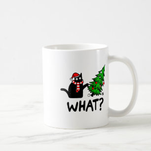 Funny Black Cat Gift met kerstboom over C Koffiemok