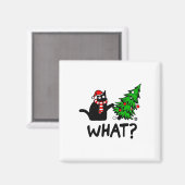 Funny Black Cat Gift met kerstboom over C Magneet (Voorkant / Achterkant)