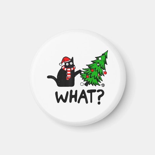 Funny Black Cat Gift met kerstboom over C Magneet (Voorkant)