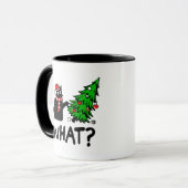Funny Black Cat Gift met kerstboom over C Mok (Voorkant links)