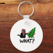 Funny Black Cat Gift met kerstboom over C Sleutelhanger (Voorkant)