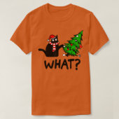 Funny Black Cat Gift met kerstboom over C T-shirt (Design voorkant)