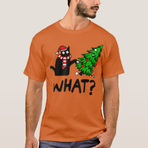 Funny Black Cat Gift met kerstboom over C T-shirt