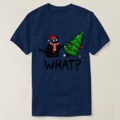 Funny Black Cat Gift met kerstboom over C T-shirt (Design voorkant)